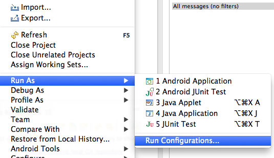 Go to Run - Run Configurations